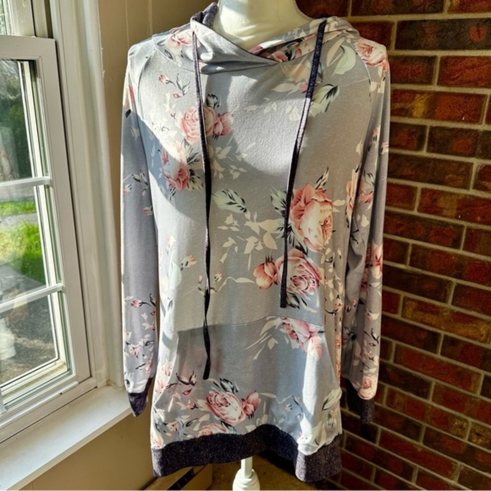 Sweet Girly Florwercore Soft Lightweight Hoodie Cottagecore Roses Coastal Granny